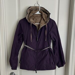 MaxMara novera reversible Purple tan Hooded rain Jacket small 36